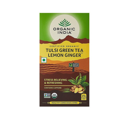 Organic India Green Tea Tulsi Lemon Ginger Bags